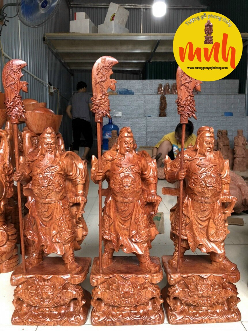 Tượng Quan Công Trấn Ải Đế Hổ Phù Gỗ Hương Cao 50cm